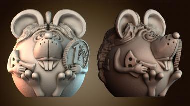 3D модель мышь с монетой (STL)