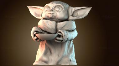 3D модель Малыш Йода с супом (STL)