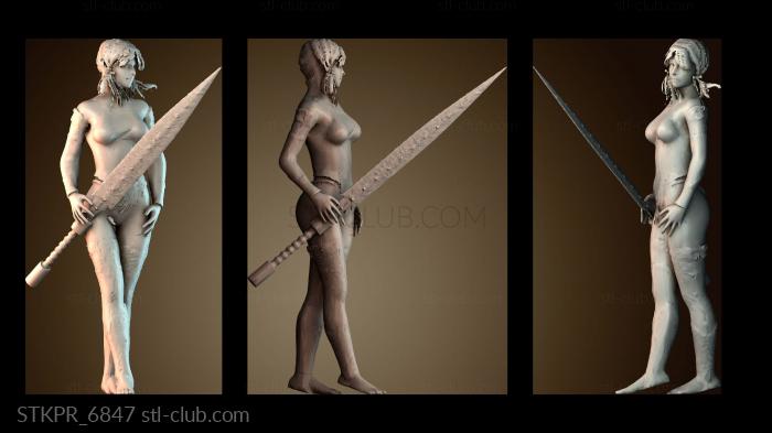 Статуэтки упрощенные Женщина мастер меча