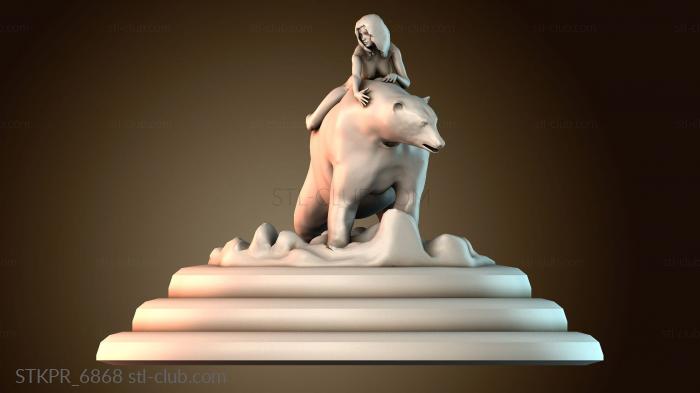 Статуэтки упрощенные Девушка на медведе