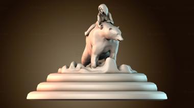 3D модель Девушка на медведе (STL)
