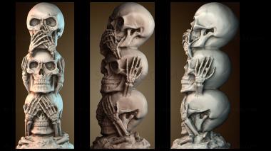3D модель Скульптура «Молчаливые черепа» (STL)