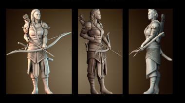 3D модель Женщина эльфийка рейнджер и принтер (STL)