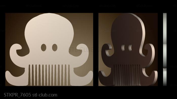 Статуэтки упрощенные Расческа для волос с изображением осьминога