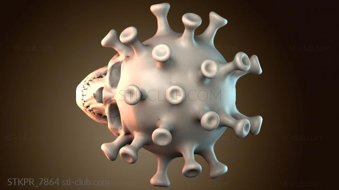 Статуэтки упрощенные Слияние черепа и вируса