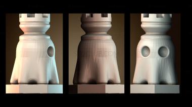 3D модель Pac Ghost Rook шахматы pacman (STL)