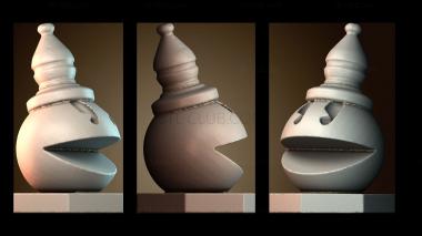 3D модель Pac Man Bishop шахматы pacman (STL)