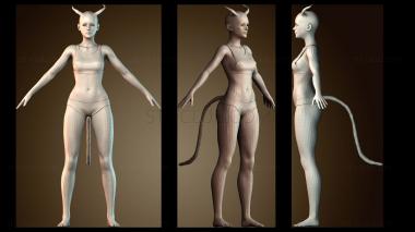 3D модель Демоница в нижнем белье дьяволица (STL)