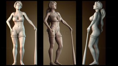 3D модель Девушка бьет по бейсбольному мячу (STL)