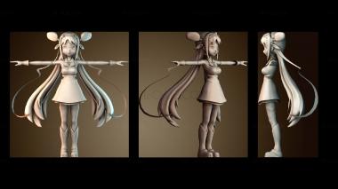 3D модель Мисс Аниме персонаж (STL)