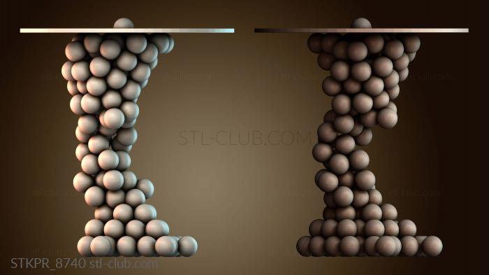 Статуэтки упрощенные Круглый стол имеет основание из маленьких шариков.