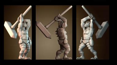 3D модель Драконорождённый варвар с дубинкой (STL)