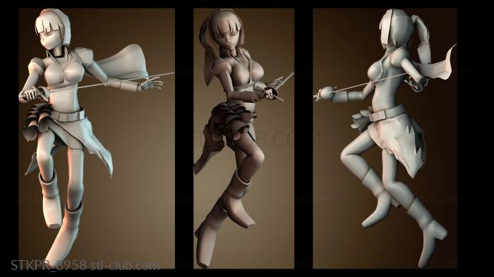 Статуэтки упрощенные Девушка рыцарь позирует