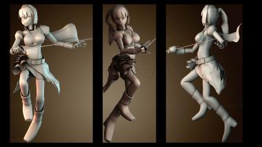 3D модель Девушка рыцарь позирует (STL)