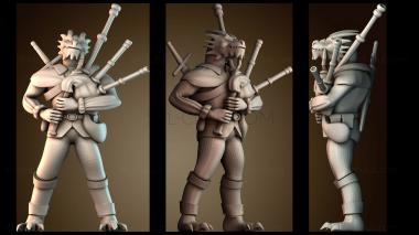 3D модель Драконорождённый бард с волынкой (STL)