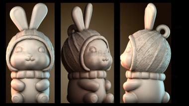 3D модель Брелок кролик в шляпе (STL)