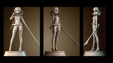 3D модель Эльфийка воительница с мечом (STL)