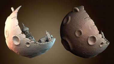 3D модель Городской пейзаж, залитый лунным светом (STL)