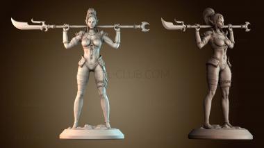 3D модель Гашна, размахивающая клинками — орк амазонка (STL)