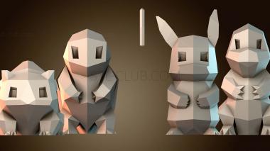 3D модель Низкополигональная коллекция покемонов (STL)