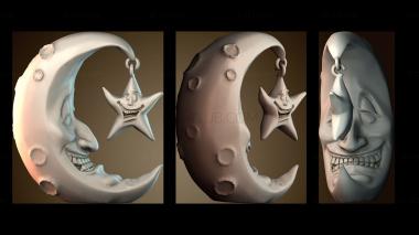 3D модель Улыбающаяся луна и звезда (STL)
