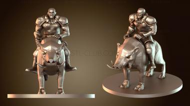 3D модель Полуорк-варвар, ездящий с копьем (STL)