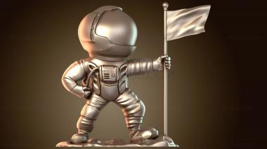 3D модель Астронавт на Луне с флагом (STL)