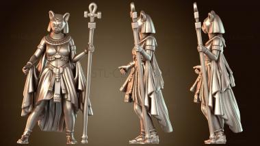 3D модель Бастет, бог-кошка с посохом (STL)
