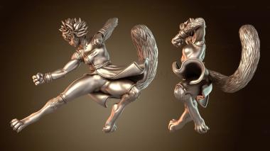 3D модель Кошка-девушка, монах, удар ногой, майндж (STL)