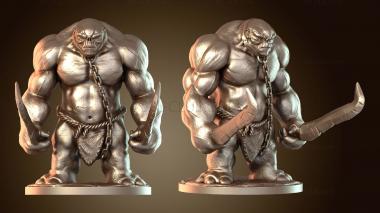 3D модель Пещерный тролль с двумя мечами и камнями (STL)