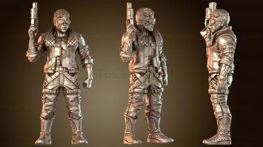 3D модель Киберпанк-мужчина-кочевник HK, вооруженный револьвером (STL)