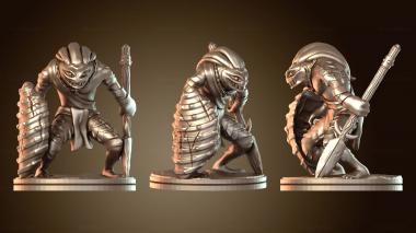 3D модель Копье и щит воина Глубоководья в доспехах (STL)
