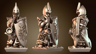 3D модель Зловещий эльф, копье, рунические щиты, музыкант (STL)