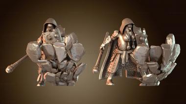 3D модель Персонаж игрока-гнома-клирика с магическим щитом и капюшоном (STL)