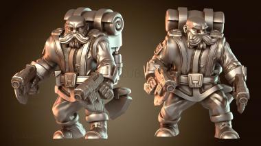 3D модель Рядовой солдат фракции гномов с оружием (STL)