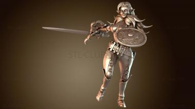 3D модель Атака женского персонажа-эльфа-воина (STL)