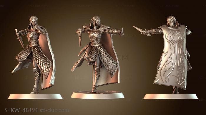 Military Стойка эльфа-солдата с двумя кинжалами