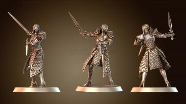 3D модель Эльфийский солдат с мечом и кинжалом наготове (STL)