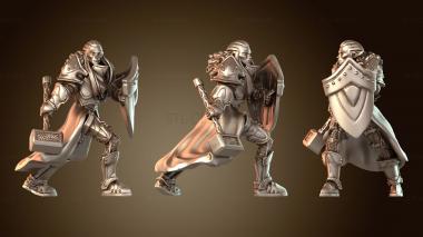 3D модель Эльфийский паладин с молотом и щитом (STL)