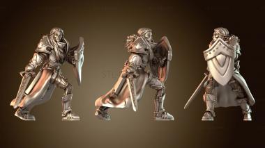 3D модель Эльфийский Паладин с Молотом и Щитом просто (STL)