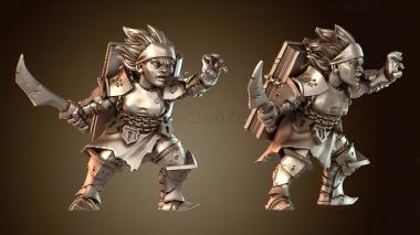 3D модель Вечнотемные эльфы-полурослики-женщины-чернокнижницы (STL)