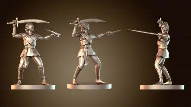 3D модель Бойцы Эльфийка Женщина Два Ятагана Боец Джунглей (STL)