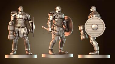 3D модель Голиаф-варвар с боевым молотом и щитом (STL)