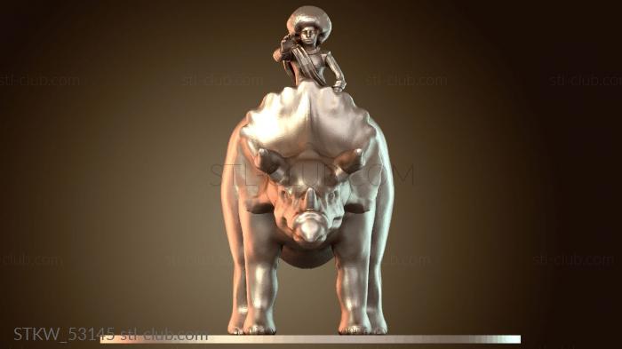 Military Женщина-маг верхом на трицератопсе