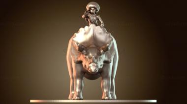 3D модель Женщина-маг верхом на трицератопсе (STL)