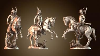 3D модель Индейский воин-всадник Ян храбрый (STL)
