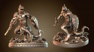 3D модель Ящерочеловек с копьем и щитом (STL)