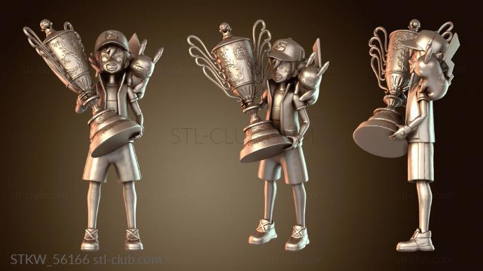 Military Pokemon Ash Ketchum Champion Trophy Trainer Алола