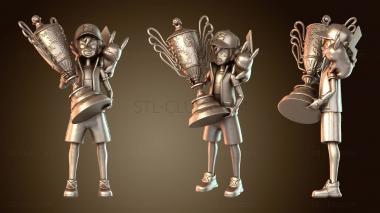 3D модель Pokemon Ash Ketchum Champion Trophy Trainer Алола (STL)