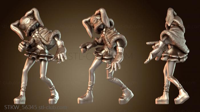 Девушка в толстовке с кроликом указывает пальцем